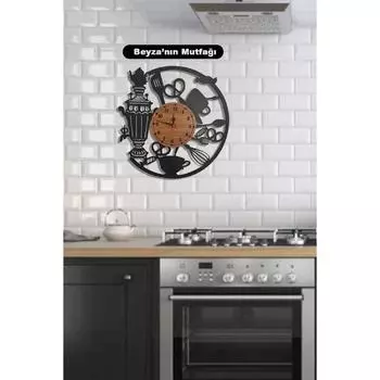 Настенные часы для кафе Самовар Кухонные часы - персонализированные письменные деревянные настенные часы 40 см