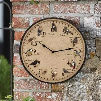 Настенные часы для улицы, водонепроницаемые, уникальные узоры с птицами, ретро-дизайн, простые в установке, не тикающие, бесшумные, декоративные часы 12Inch