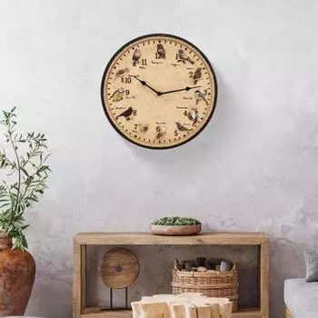 Настенные часы для улицы, водонепроницаемые, уникальные узоры с птицами, ретро-дизайн, не тикающие