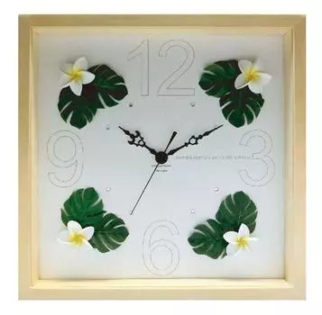 Настенные часы Hawaiian Clock 30 Plumeria K-ART.JAPAN Желтый/Натуральный DC-2002