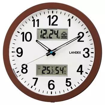 Настенные часы Landex Analog Dear Days с подсветкой Автоматическая подсветка Бесшумная непрерывная секундная стрелка Дисплей температуры и влажности Темно-коричневый YW9178DBR