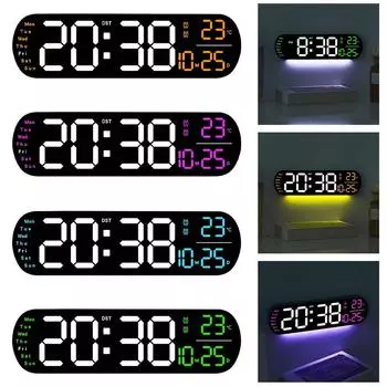 Настенные часы многофункциональные часы гостиная светодиодный цифровой будильник может время розовый