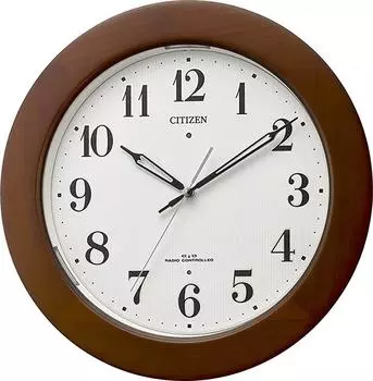 Настенные часы RHYTHM Citizen с радиоприемником, аналоговые, темная подсветка, автоматическое освещение, светодиоды высокой яркости, дерево, коричневый цвет, CITIZEN 33,05,1 см 4MYA35-006