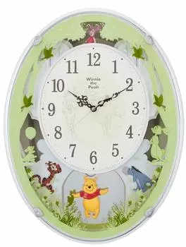 Настенные часы RHYTHM Disney Winnie the Pooh с радиочасами Karakuri с мелодией белого цвета 4MN523MC03 белый