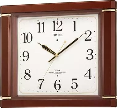Настенные часы RHYTHM, радиочасы, аналоговые, каждый час, с сигналом времени, коричневые, RHYTHM Nemurina M494R 4MN494RH06 коричневый