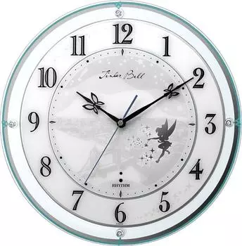 Настенные часы RHYTHM с изображением персонажей Disney и аналоговым радио Tinker Bell 4MY854MT05 34,1x5,4 см зелёный