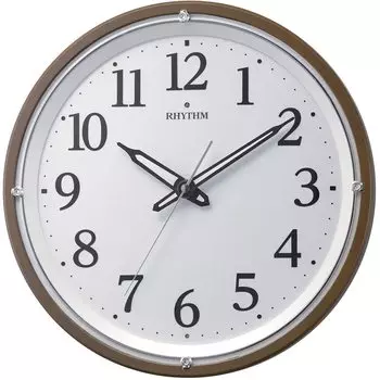 Настенные часы RHYTHM с радиоприемником, аналоговые, с непрерывной секундной стрелкой, темный свет, автоматическое затемнение, коричневый цвет 8MY532SR06 33,2x5,1 см коричневый