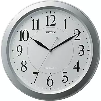 Настенные часы RHYTHM с радиоприемником, аналоговые, темный свет, автоматическая подсветка, серебристый металлик, чистый свет, M26 4MYA26SR19 33,7X5,1 см серебряный
