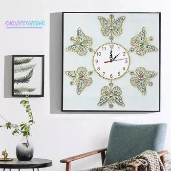 Настенные часы с алмазной росписью 5D DIY животное с рисунком бабочки специальной формы сильная клейкая вышивка часы для вышивки крестом Buttefly