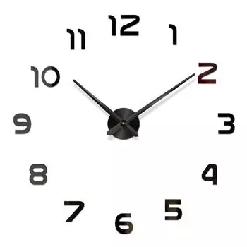 Настенные часы с большим количеством номеров, 3D зеркальная наклейка, современный декор для домашнего офиса, художественная наклейка чёрный
