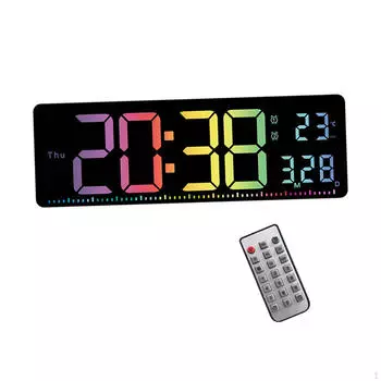 Настенные часы с цифровым будильником 12/24H Dst Температура Месяц Дата Неделя Дисплей Цветной светодиод