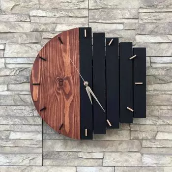 Настенные часы с геометрическим рисунком ручной работы из 100% натурального массива дерева