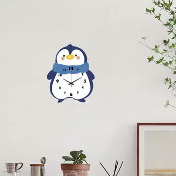 Настенные часы с изображением пингвина, не тикающие декоративные часы для кафе, тихие подвесные часы для праздника в классе