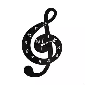Настенные часы с музыкальной нотой Акриловые Бесшумные Подвесные для Ванной Комнаты Детской Кабинета Кухни 30cmx17cm
