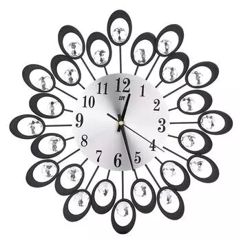 Настенные часы с павлином в европейском стиле ретро, железные инкрустированные бриллиантами металлические украшения чёрный