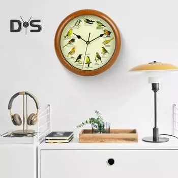 Настенные часы с поющими птицами, бесшумные, не тикающие, на батарейках, широкое применение, декоративные часы, круглые, современные настенные часы коричневый
