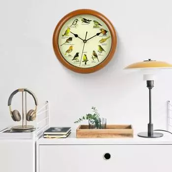Настенные часы с поющими птицами, бесшумные, не тикающие, на батарейках, широкое применение, декоративные часы, круглые, современные настенные часы коричневый