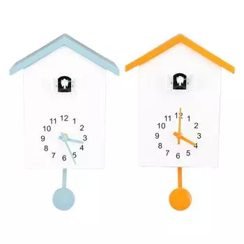 Настенные часы с птичьим домиком, птичий голосовой звонок, стильные декоративные настенные часы с маятником для офиса, спальни Livi Orange Roof