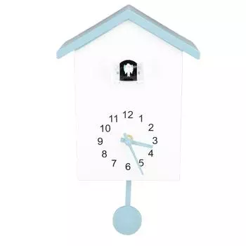 Настенные часы с птичьим домиком, птичий голосовой звонок, стильные декоративные настенные часы с маятником для офиса, спальни Livi Blue Gray Roof