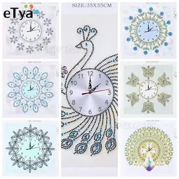 Настенные часы «сделай сам», алмазная живопись, сверла специальной формы, настенные часы с вышивкой, цветок, бабочка, вышивка крестиком, часы 35*35 cm