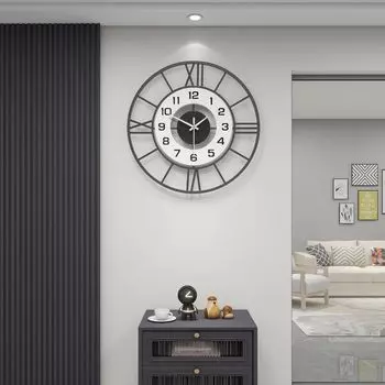 Настенные часы Стильные металлические аналоговые настенные часы для гостиной, офиса, кухни, дома и прихожей Необычные большого размера современные настенные часы (40 см) 40 x 40 cm