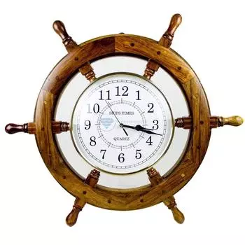 Настенные часы Time | Морской пиратский штурвал | Премиальный ремесленный подарок (16 дюймов) 16 Inches