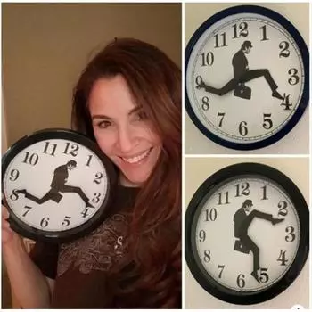 Настенные часы в стиле британской комедии «Министерство глупой прогулки» Комик Домашний декор Новинка настенные часы Забавная ходьба Тихая немая часы Настольные плавящиеся часы чёрный