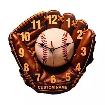 Настенные часы в виде бейсбольной перчатки, декоративные часы с бесшумными стрелками, настенные часы для гостиной, настенное искусство для спальни, офиса, подарок для любителей бейсбола S