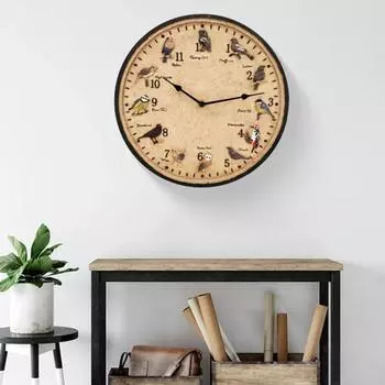 Настенные часы Yousheng Outdoor, водонепроницаемые, с уникальными узорами птиц, в стиле ретро, простые в установке, не тикающие, бесшумные, декоративные часы 12Inch