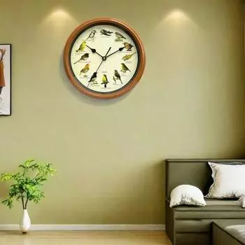 Настенные часы Yousheng Singing Bird, бесшумные, не тикающие, на батарейках, широкое применение, декоративные круглые современные настенные часы коричневый