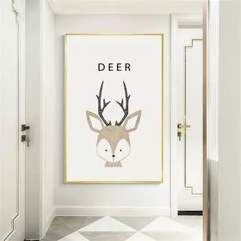 Настенные художественные фотографии, постер с лисой, оленем, медведем, скандинавский мультфильм, милые животные, настенные принты, холст, плакат, картины, домашний декор для детской комнаты 21cm30cm NoFrame