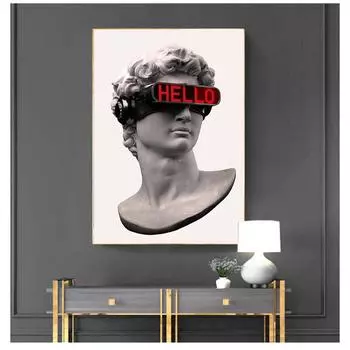 Настенные художественные холсты, постеры и принты, абстрактные картины Дэвида на холсте, настенный декор, фотографии, скульптура Давида с очками VR 21cm30cm NoFrame