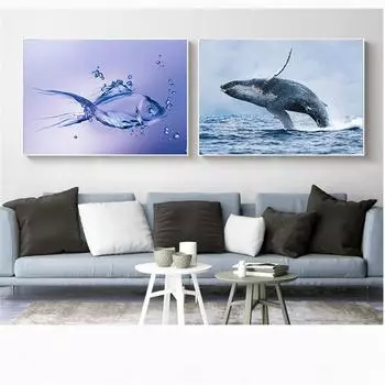 Настенные художественные постеры и принты, картины, океан, акула, рыба, холст, живопись, современная настенная картина для гостиной, домашний декор 21cm30cm NoFrame
