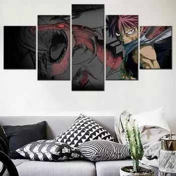 Настенные художественные принты на холсте, 5 шт., аниме Fairy Tail, японские плакаты с персонажами на стене, эстетический декор комнаты, декор для спальни 20X35 20X45 20X55cm