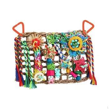 Настенные игрушки для кормления птиц 18x28 см, тканый коврик из ротанга с попугаем, восхождение для влюбленных птиц, корелла Style A