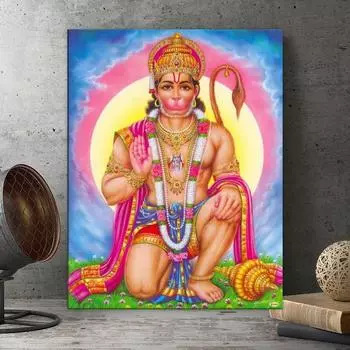 Настенные картины Ханумана, печать на холсте, настенные панно, Рама Лорд Хануман, настенные художественные принты, индийский бог, художественные постеры, домашний декор 21*30cm