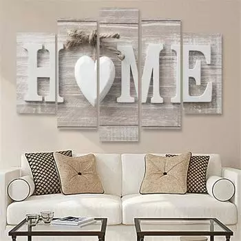 Настенные картины на холсте на стене, 5 штук, шрифт Letter Home Print Pictures Современный декор Гостиная Спальня Украшения Medium Size Unframed Canvas
