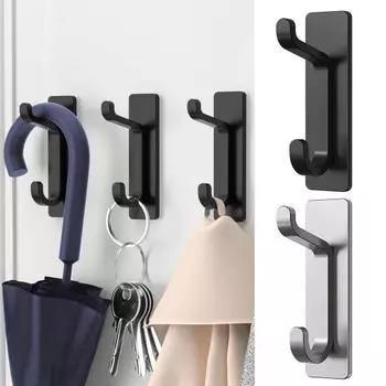 Настенные крючки без сверления, самоклеящиеся, противоскользящие, водонепроницаемые, выдерживают большую нагрузку, одежда для ванной комнаты, полотенце, кухонная утварь чёрный