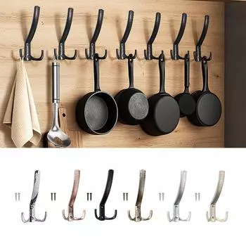 Настенные крючки для одежды, металлический крючок с двумя зубцами, настенный крючок из цинкового сплава, вешалка для полотенец, для пальто, головных уборов, одежды, прочной 4