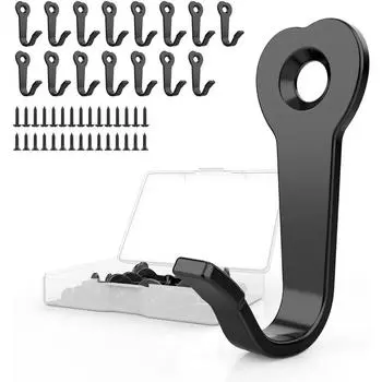 Настенные крючки для подвешивания — 15 шт. Черные крючки для одежды с винтами чёрный