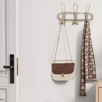 Настенные крючки из ротанга Yousheng, вешалка для одежды, прочная, несущая, простая установка, крючки для подвешивания шляп, декор для гардероба бежевый