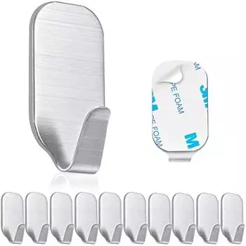 Настенные крючки-наклейки, 10 шт. Наклейки-наклейки, самоклеящиеся настенные крючки из нержавеющей стали для кухни, спальни, офиса и ванной комнаты 20x20x3cm