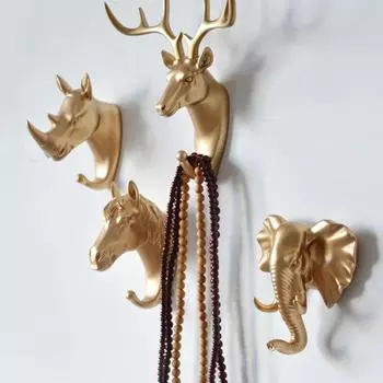Настенные крючки, вешалка для головы животного, шапки для пальто, настенная вешалка, лошадь, жираф, лось, слон, крючки, декоративный декор, аксессуары для ванной комнаты серый