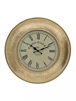 Настенные металлические часы с гравировкой, Латунь, 30 см, Iron Wall Clock Brass 12”, John Molly Decor&Gifts