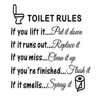 Настенные наклейки Английские советы Правила туалета Узор Съемные украшения для ванной комнаты
