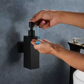 Настенные насосы 200 мл, насос для лосьона из нержавеющей стали, домашняя ванна, бостонский круглый дозатор мыла с черным покрытием, принадлежности для ванной комнаты 4