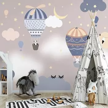 Настенные обои 3d ручная роспись мультфильм воздушный шар животные обои детская спальня фон настенная роспись 200 cm(W) x 140 cm(H)