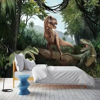 Настенные обои 3D стерео динозавр лес настенная живопись детская спальня креативное улучшение дома фотообои 200 cm(W) x 140 cm(H)