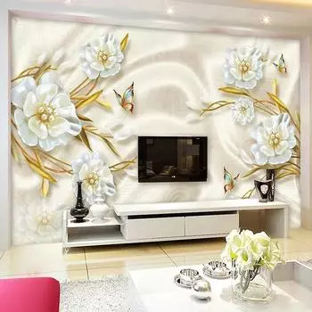 Настенные обои, элегантные ювелирные изделия, цветы, 3D рельефная фотография, настенная живопись для гостиной, ТВ, дивана, фон, стена, домашний декор 200 cm(W) x 140 cm(H)