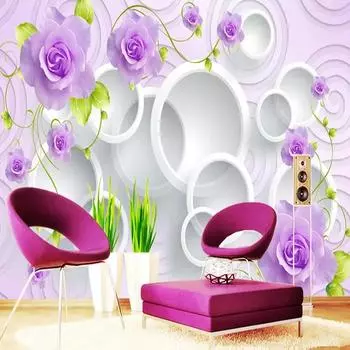 Настенные обои Современные 3D стерео цветы круг фотообои гостиная телевизор диван фон стена домашний декор 200 cm(W) x 140 cm(H)
